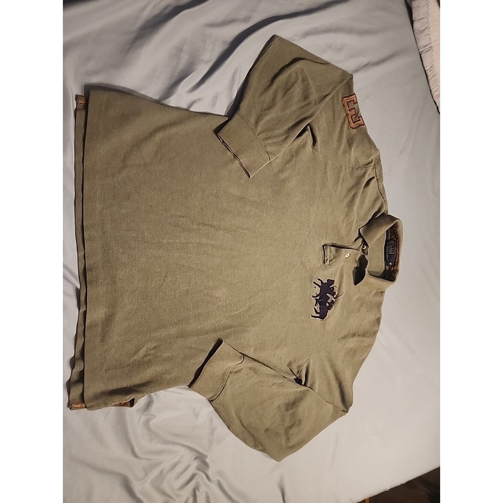 Vtg Polo Ralph Lauren Polo Shirt Mens M Duel Match 3‎ Double Big Pony Green